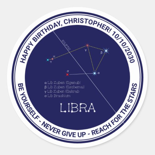 Zodiac Constellation Libra Classic Round Sticker