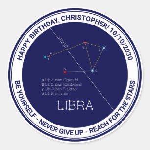 Zodiac Constellation Libra Classic Round Sticker
