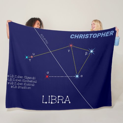 Zodiac Constellation Libra Fleece Blanket
