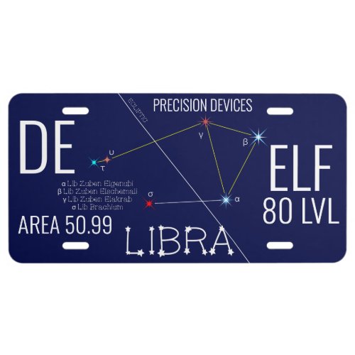 Zodiac Constellation Libra License Plate