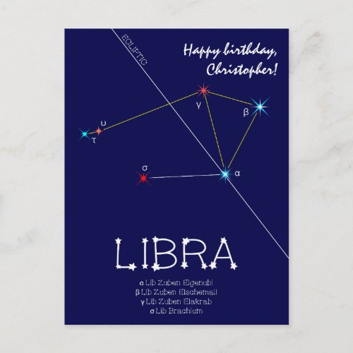 Zodiac Constellation Libra Postcard