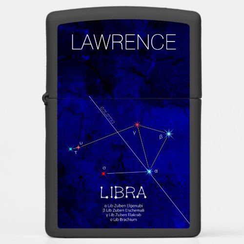 Zodiac constellation of stars LIBRA elegant Zippo Lighter