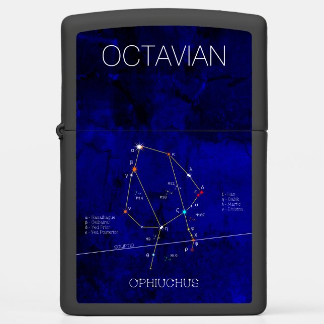 Zodiac constellation of stars OPHIUCHUS Zippo Lighter (Front)