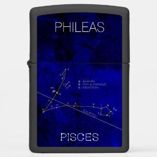 Zodiac constellation of stars PISCES Zippo Lighter