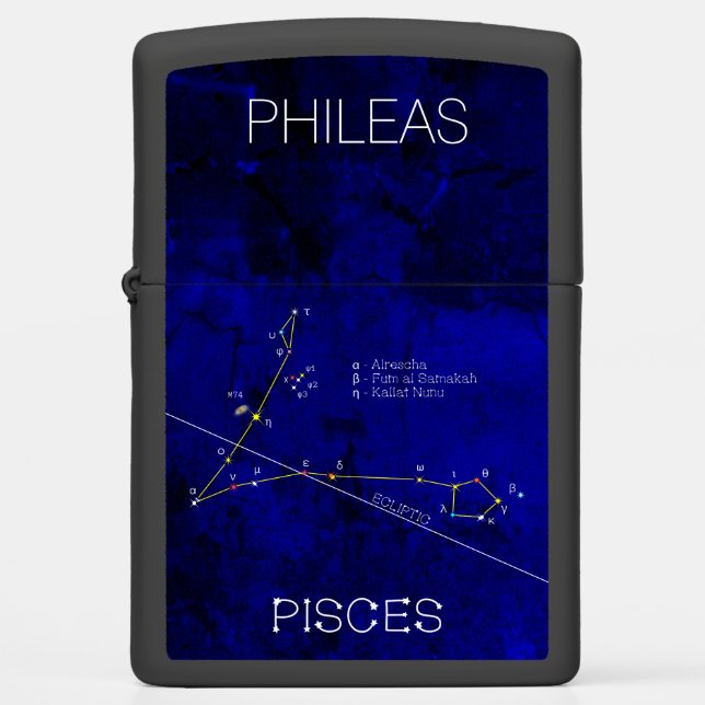 Zodiac constellation of stars PISCES Zippo Lighter (Front)
