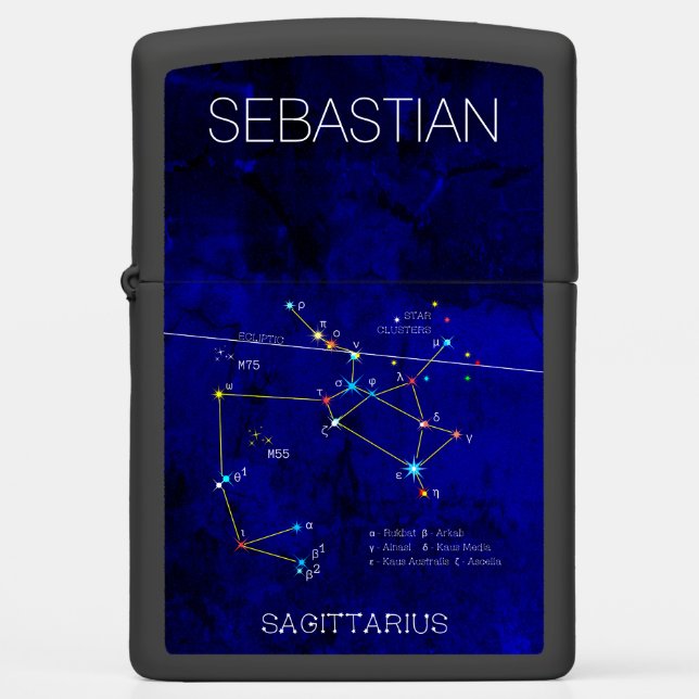 Zodiac constellation of stars SAGITTARIUS Zippo Lighter (Front)