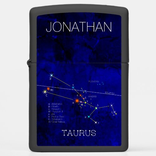 Zodiac constellation of stars TAURUS elegant Zippo Lighter