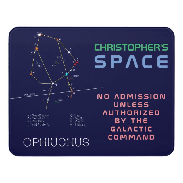 Zodiac Constellation Ophiuchus Door Sign (Contemporary Front)