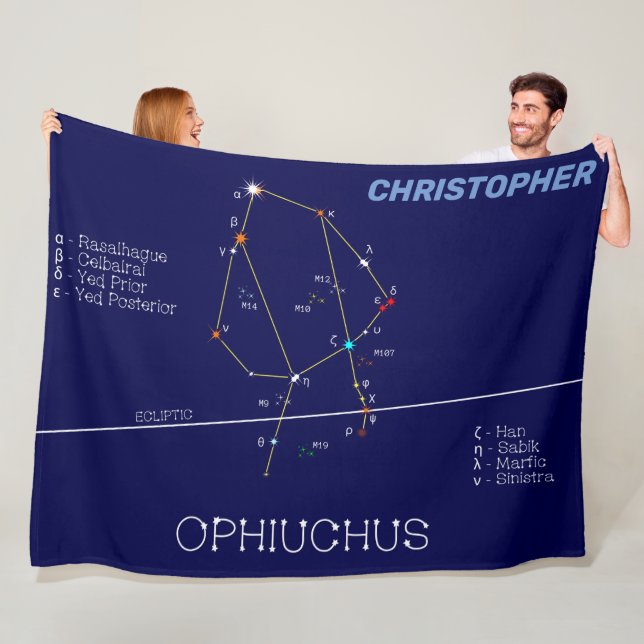 Zodiac Constellation Ophiuchus Fleece Blanket (In Situ)