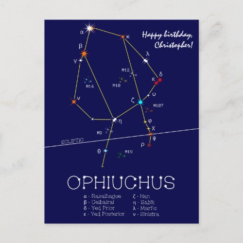 Zodiac Constellation Ophiuchus Postcard