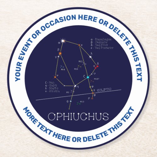 Zodiac Constellation Ophiuchus Round Paper Coaster