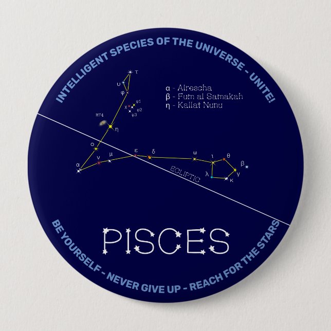 Zodiac Constellation Pisces Button (Front)