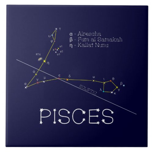 Zodiac Constellation Pisces Ceramic Tile