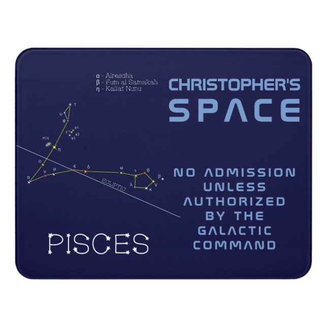 Zodiac Constellation Pisces Door Sign (Contemporary Front)