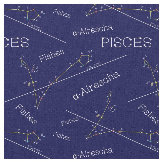Zodiac Constellation Pisces Fabric (Close Up)
