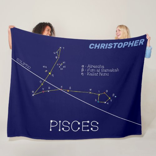 Zodiac Constellation Pisces Fleece Blanket