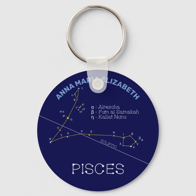 Zodiac Constellation Pisces Keychain (Front)