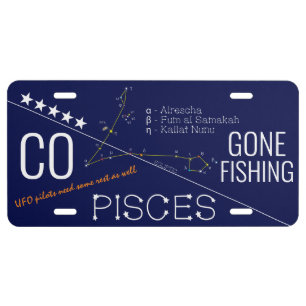 Zodiac Constellation Pisces License Plate