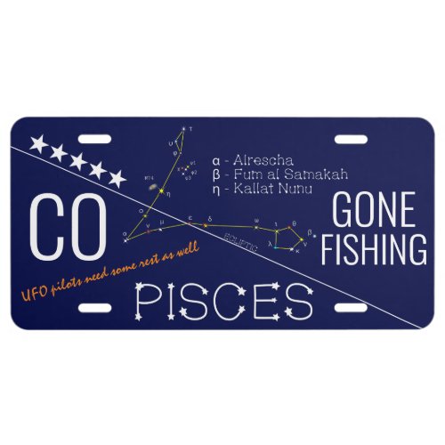 Zodiac Constellation Pisces License Plate