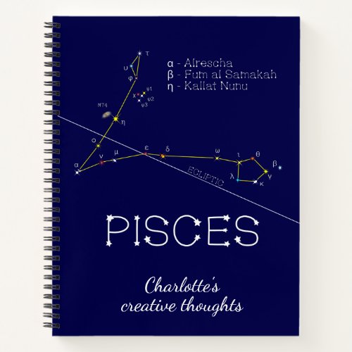 Zodiac Constellation Pisces Notebook