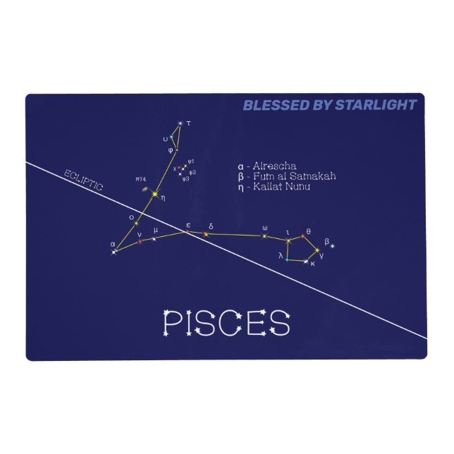 Zodiac Constellation Pisces Placemat (Front)