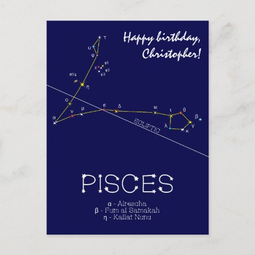 Zodiac Constellation Pisces Postcard