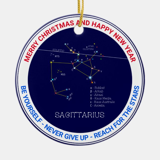 Zodiac Constellation Sagittarius Ceramic Ornament (Front)