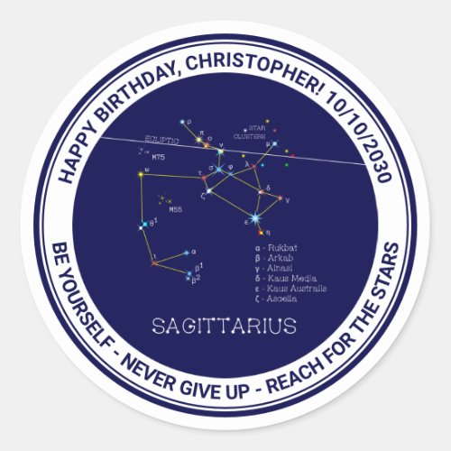 Zodiac Constellation Sagittarius Classic Round Sticker