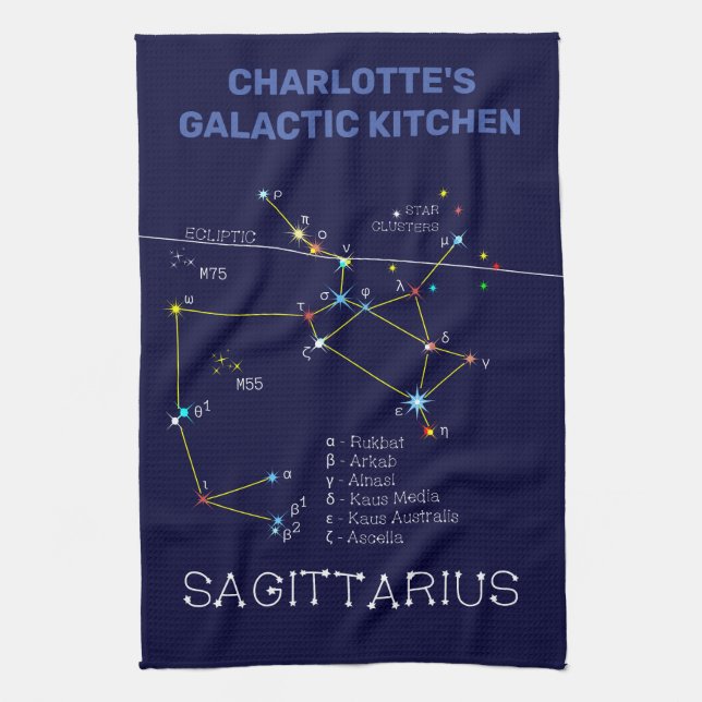 Zodiac Constellation Sagittarius Kitchen Towel (Vertical)