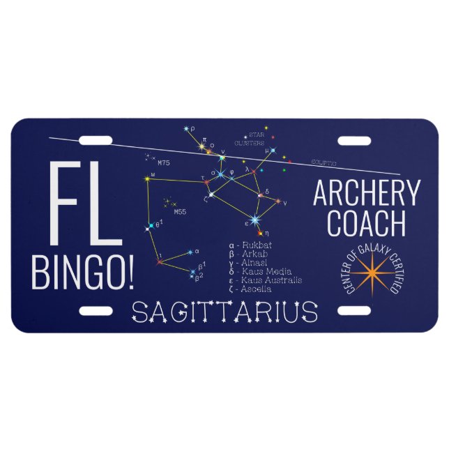 Zodiac Constellation Sagittarius License Plate (Front)