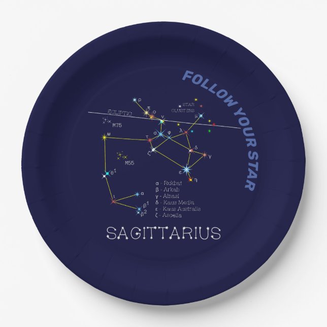 Zodiac Constellation Sagittarius Paper Plates (Front)