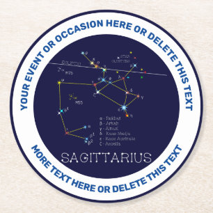 Zodiac Constellation Sagittarius Round Paper Coaster