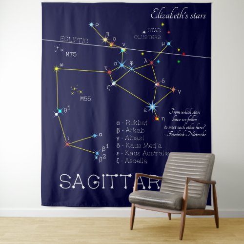 Zodiac Constellation Sagittarius Tapestry