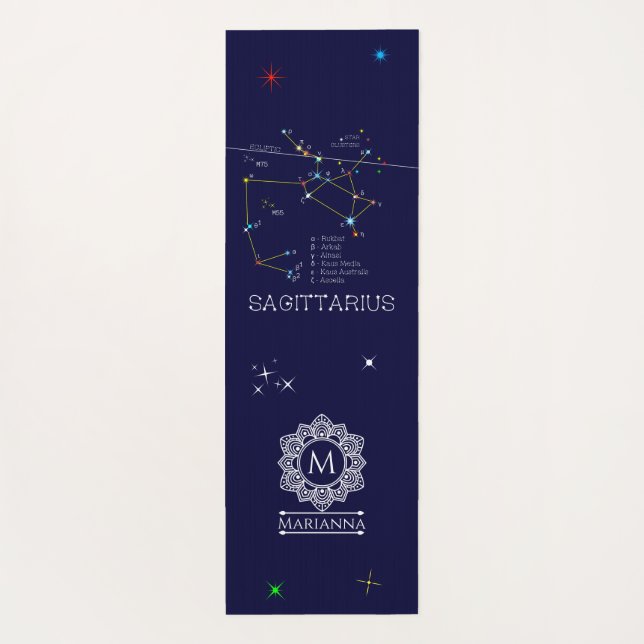 Zodiac Constellation Sagittarius Yoga Mat (Back)