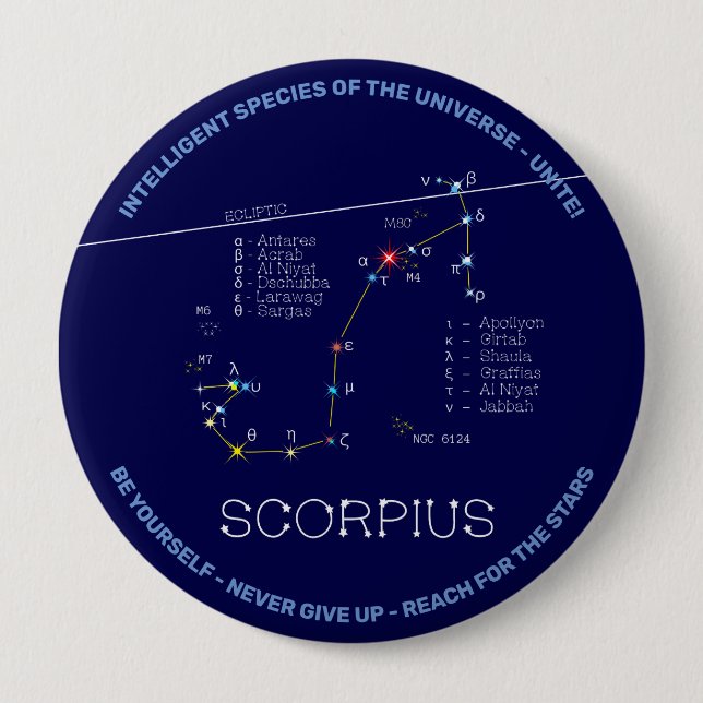 Zodiac Constellation Scorpius Button (Front)