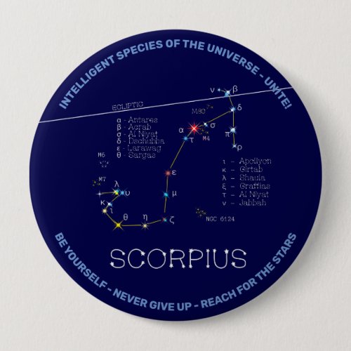 Zodiac Constellation Scorpius Button