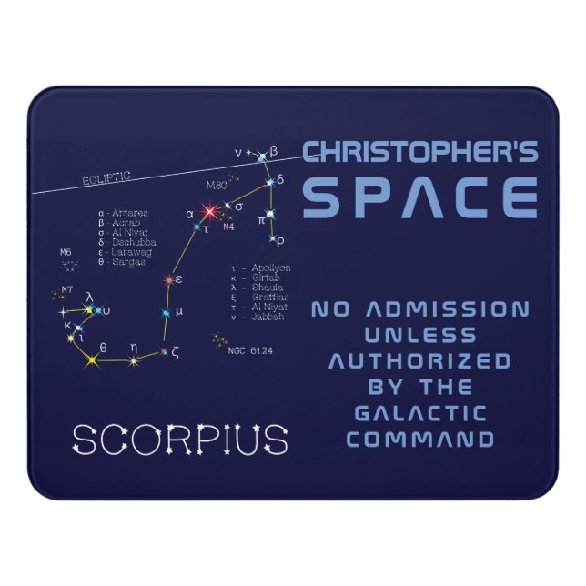 Zodiac Constellation Scorpius Door Sign (Contemporary Front)
