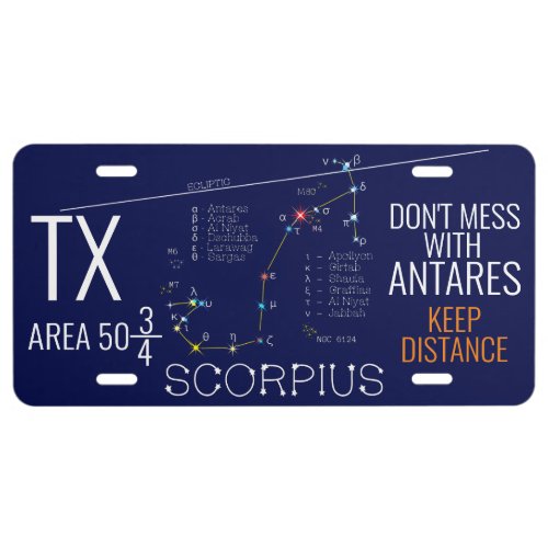 Zodiac Constellation Scorpius License Plate