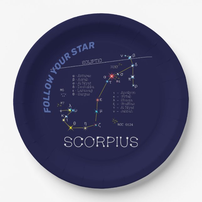 Zodiac Constellation Scorpius Paper Plates (Front)
