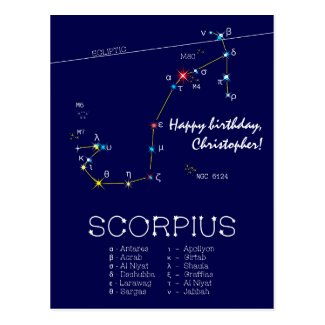 Zodiac Constellation Scorpius Postcard