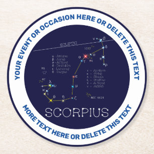 Zodiac Constellation Scorpius Round Paper Coaster