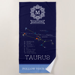 Zodiac Constellation Taurus Beach Towel