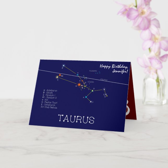 Zodiac Constellation Taurus Card (Orchid)