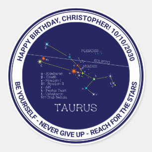 Zodiac Constellation Taurus Classic Round Sticker