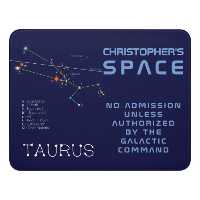 Zodiac Constellation Taurus Door Sign (Contemporary Front)