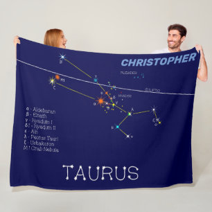 Zodiac Constellation Taurus Fleece Blanket