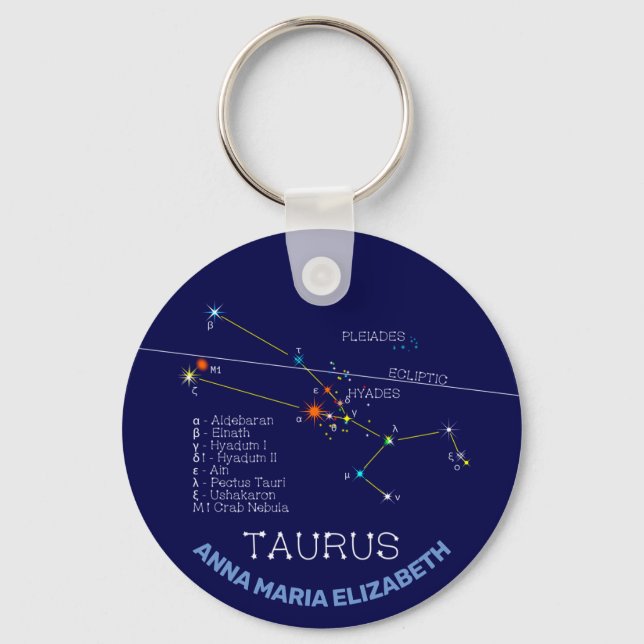 Zodiac Constellation Taurus Keychain (Front)
