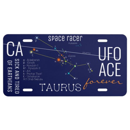 Zodiac Constellation Taurus License Plate