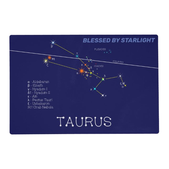 Zodiac Constellation Taurus Placemat (Front)