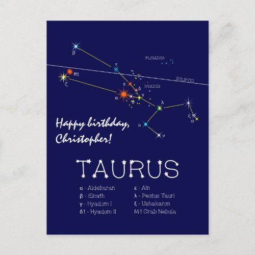 Zodiac Constellation Taurus Postcard